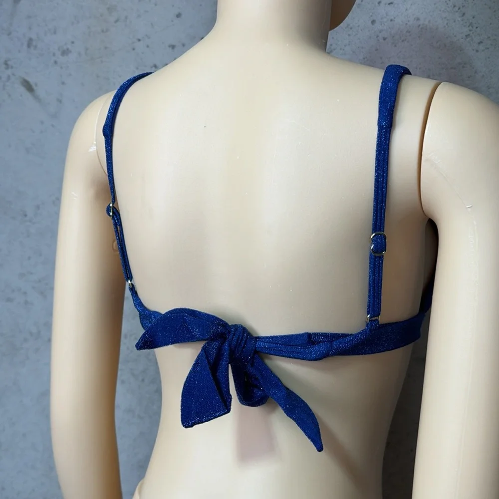 Monday swim Portofino Top in navy shimmer sz M